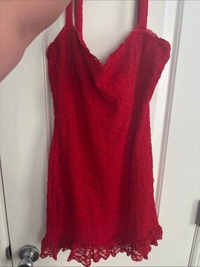 Fashion Nova Red Lace Cami Dress STRETCH